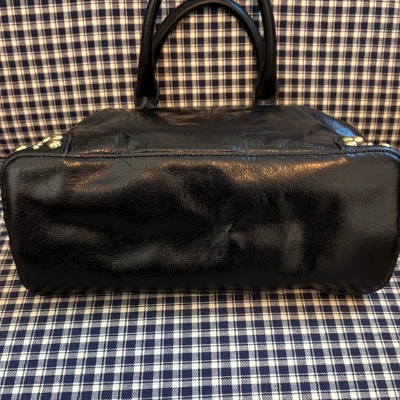 Badgley Mischka Belle black leather satchel with Gold Studs - Picture 11 of 14